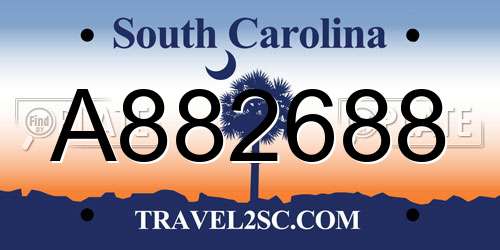 A882688 South Carolina License Plate