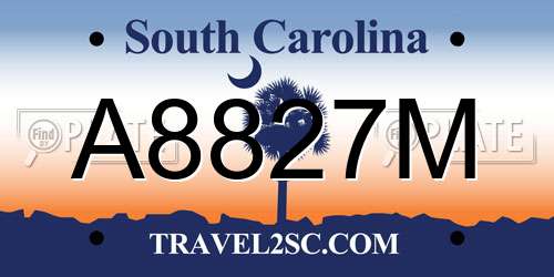 A8827M South Carolina License Plate