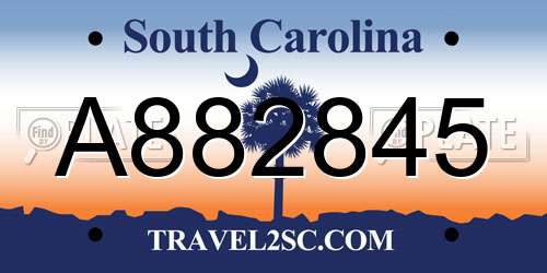 A882845 South Carolina License Plate