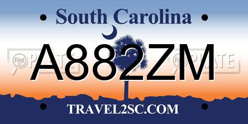 A882ZM South Carolina License Plate