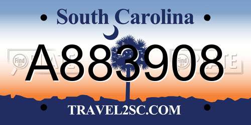 A883908 South Carolina License Plate