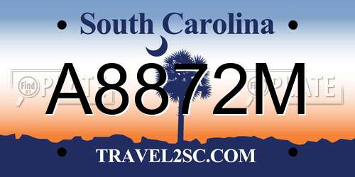 A8872M South Carolina License Plate