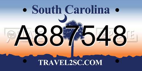 A887548 South Carolina License Plate