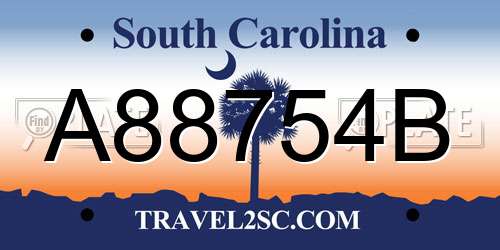 A88754B South Carolina License Plate