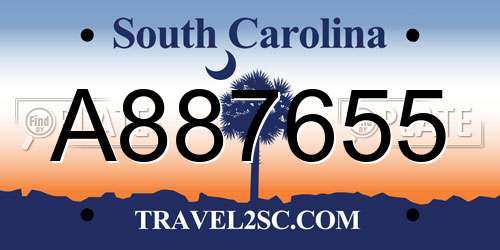 A887655 South Carolina License Plate