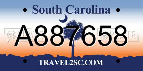A887658 South Carolina License Plate