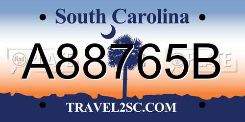 A88765B South Carolina License Plate