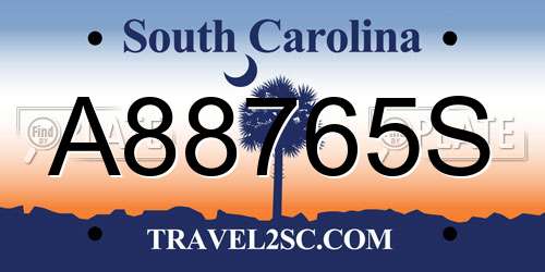 A88765S South Carolina License Plate