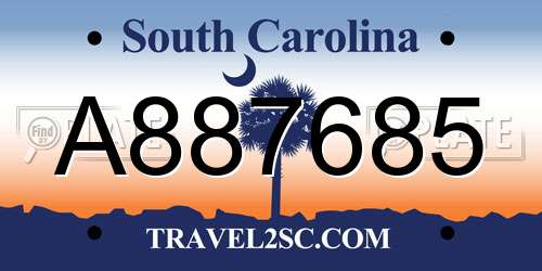 A887685 South Carolina License Plate