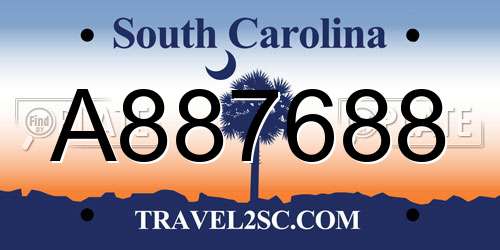 A887688 South Carolina License Plate