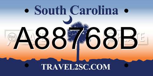 A88768B South Carolina License Plate