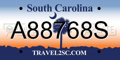 A88768S South Carolina License Plate
