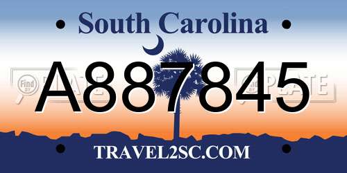 A887845 South Carolina License Plate
