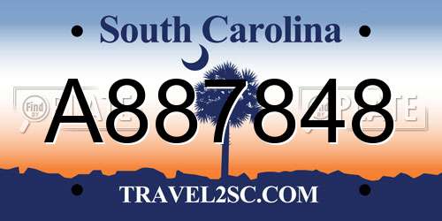 A887848 South Carolina License Plate
