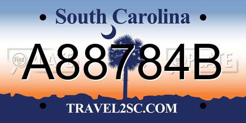 A88784B South Carolina License Plate