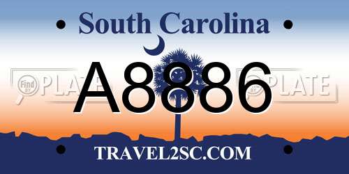 A8886 South Carolina License Plate