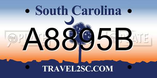 A8895B South Carolina License Plate