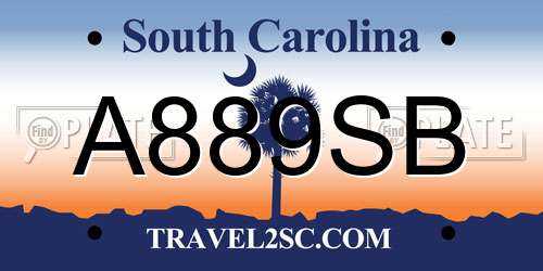 A889SB South Carolina License Plate