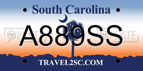 A889SS South Carolina License Plate
