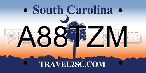 A88TZM South Carolina License Plate