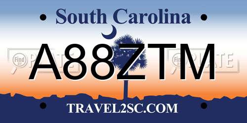 A88ZTM South Carolina License Plate