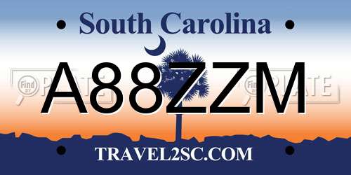 A88ZZM South Carolina License Plate