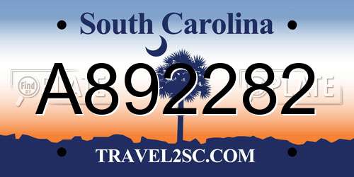 A892282 South Carolina License Plate