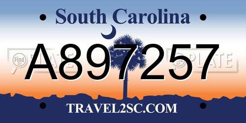 A897257 South Carolina License Plate