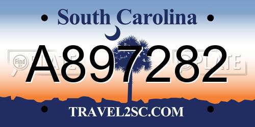 A897282 South Carolina License Plate