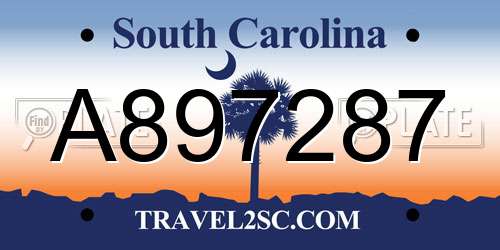 A897287 South Carolina License Plate