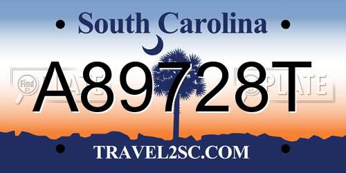A89728T South Carolina License Plate