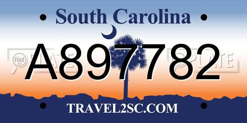 A897782 South Carolina License Plate
