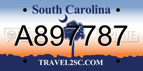 A897787 South Carolina License Plate