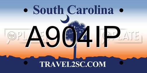 A904IP South Carolina License Plate