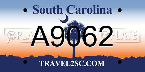 A9062 South Carolina License Plate