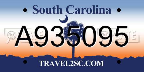 A935095 South Carolina License Plate