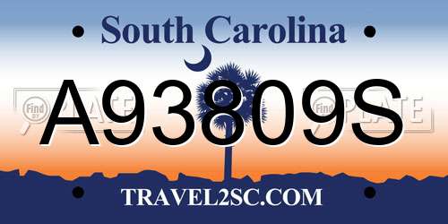 A93809S South Carolina License Plate