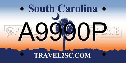 A9990P South Carolina License Plate