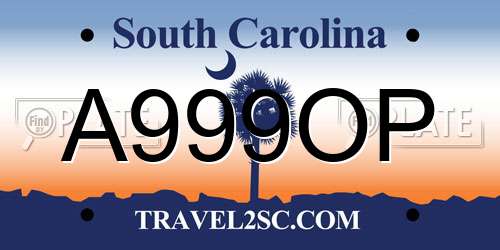 A999OP South Carolina License Plate