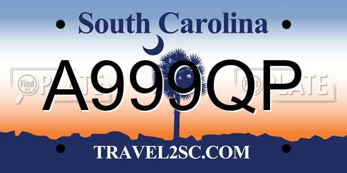 A999QP South Carolina License Plate