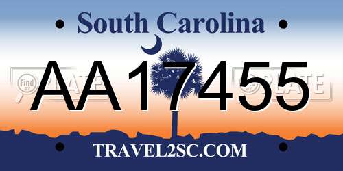 AA17455 South Carolina License Plate