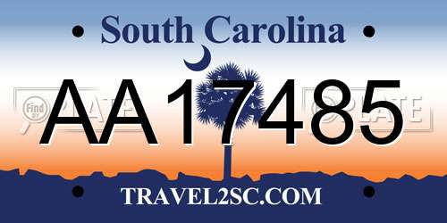 AA17485 South Carolina License Plate