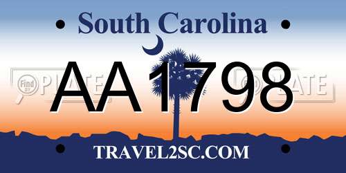 AA1798 South Carolina License Plate