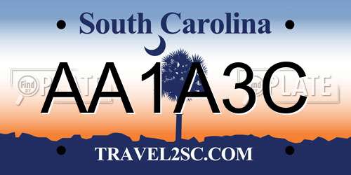 AA1A3C South Carolina License Plate