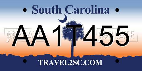 AA1T455 South Carolina License Plate