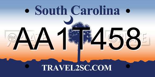 AA1T458 South Carolina License Plate