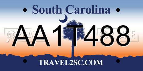 AA1T488 South Carolina License Plate