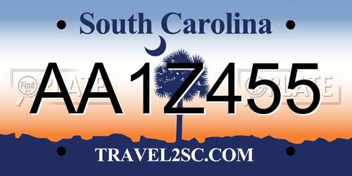 AA1Z455 South Carolina License Plate