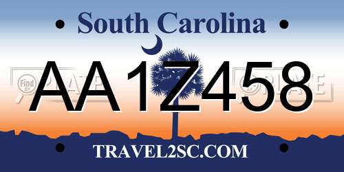 AA1Z458 South Carolina License Plate