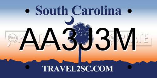 AA3J3M South Carolina License Plate